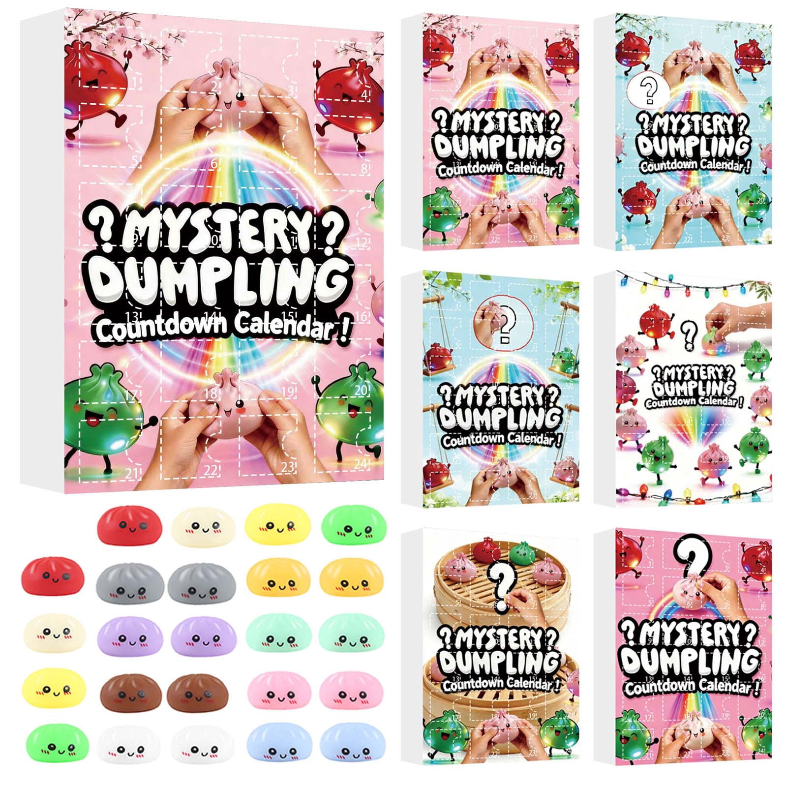 Dumpling Squishies Mystery Advent Countdown Calendar 2026, 24 PCS Random Surprise Squishies, Stress Relief Sensory Fidget Toys for Anxiety Relief & Hand Relaxing, Ideal Birthday Gifts