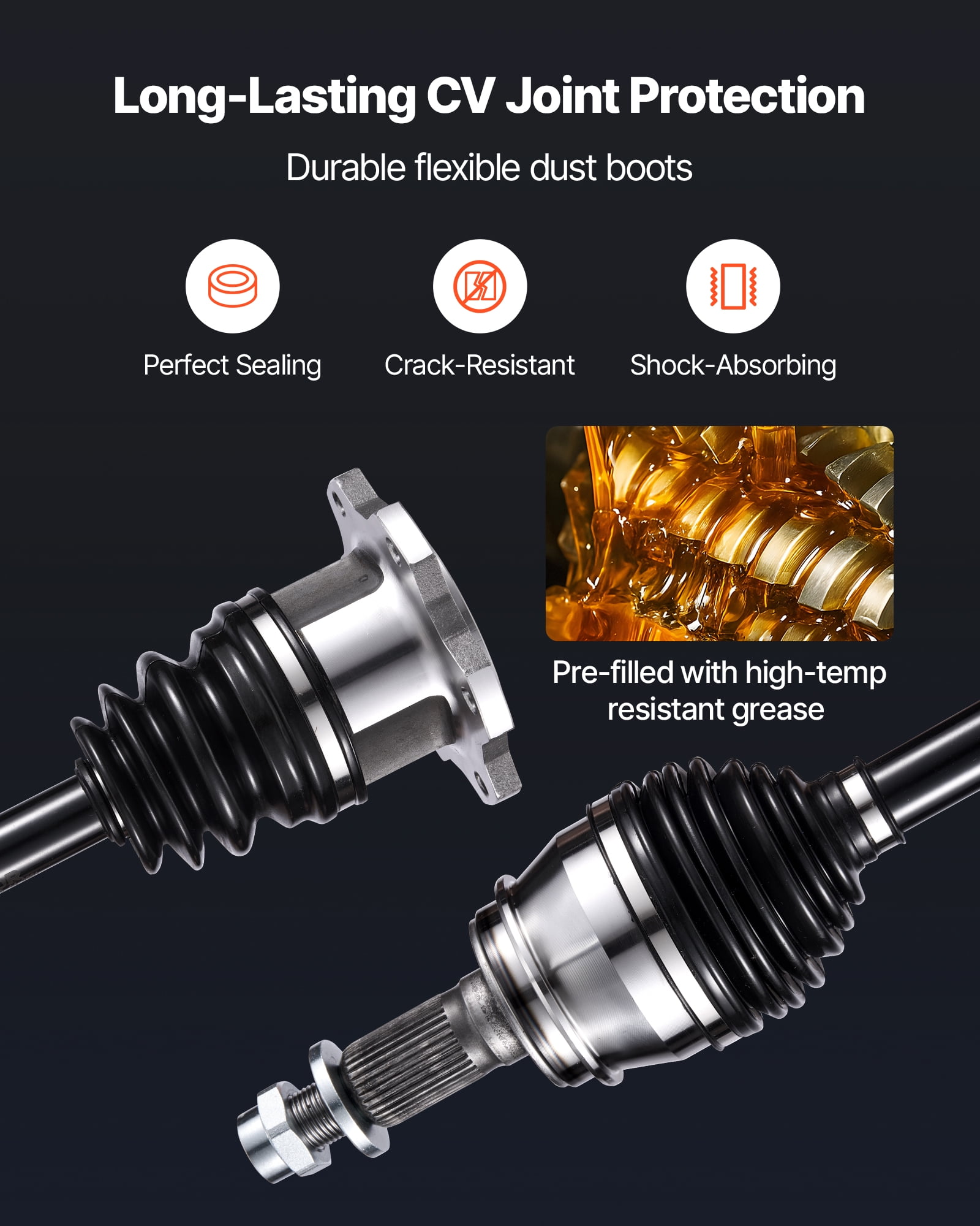 VEVOR CV Axle Shaft Assembly, 2 Pieces Front Left & Right (Driver and Passenger Side), Automotive Replacement Axles Pair Compatible with 1999-2006 Chevrolet Silverado 1500,Alloy Steel & Carbon Steel
