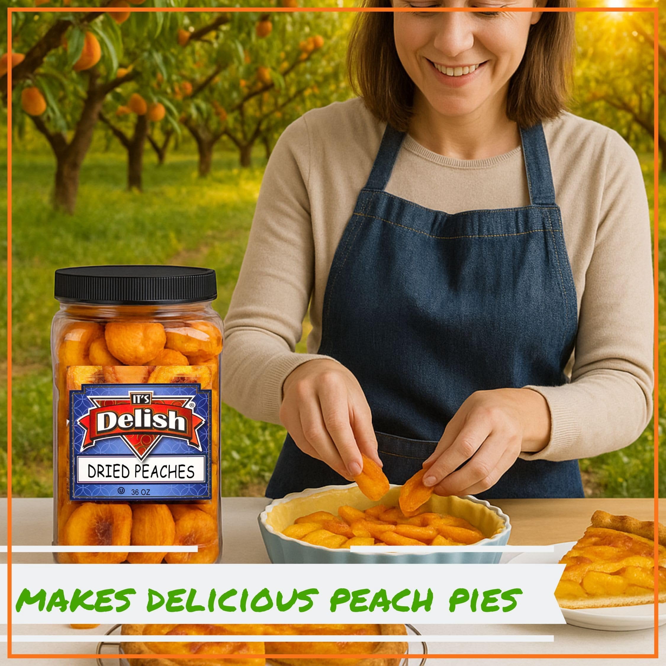 Dried Peaches by It's Delish, 36 OZ Jumbo Reusable Container  Naturally Sweet Peach Slices, No Sugar Added, Bulk Dried Fruit Healthy Snacks Fresh and Dry Sliced Peaches Snack  Vegan, Kosher