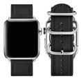 thumbnail image 2 of WFEAGL Apple Watch Band Genuine Leather iWatch Replacement Strap 42mm 44mm Black/Silver, 2 of 8