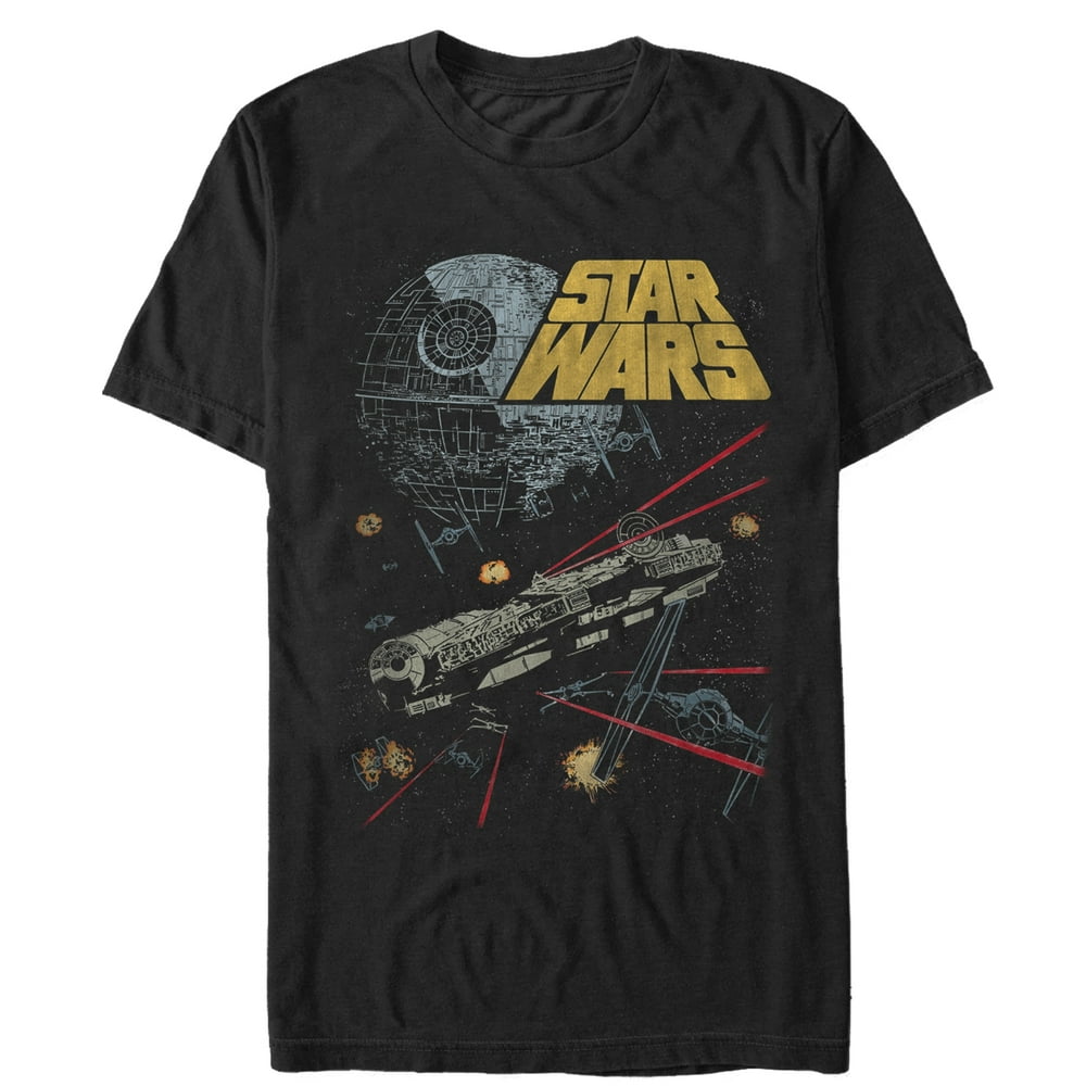 Star Wars - Men's Star Wars Millennium Falcon Battle T-Shirt Black ...