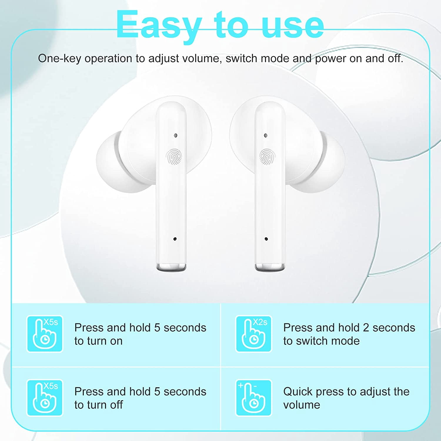 Kibvoe Sound Amplifiers with Noise Cancelling, Rechargeable Mini Personal Sound Amplifiers TV Earbuds with Portable Charging Box, Suitable for Adults, Elderly(White).