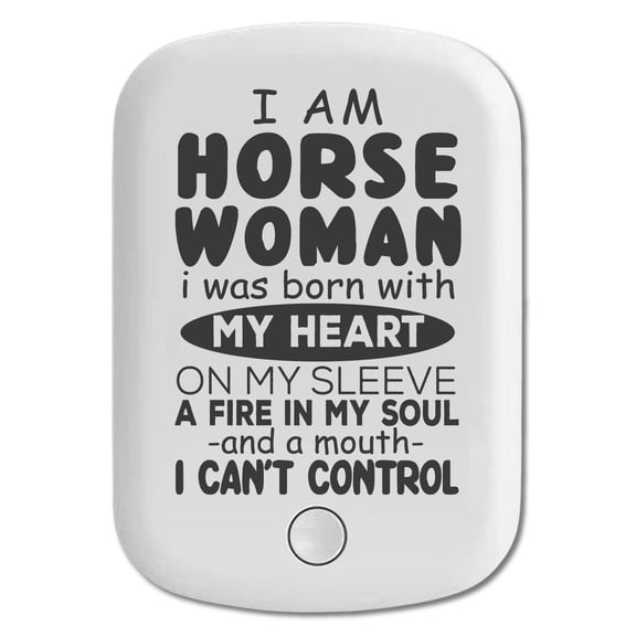 DistinctInk Magnetic Battery Pack, 10000 mAh Wireless Portable Charger with USB-C Cable, Compatible with MagSafe iPhone 14 / 13 / 12 Series - I Am A Horse Woman - Can't Control