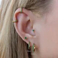 thumbnail image 5 of ERICAJEWELS Emerald Green CZ Beaded Hoop Earrings Tiny Green Huggies Perfect Gift,Silver, 5 of 5