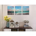 thumbnail image 5 of Arjun Ocean Beach Canvas Wall Art Coastal Summer Painting Blue Sky Bathroom Pictures, Teal Landscape Sunset Panoramic Artwork Framed for Living Room Bedroom Kitchen Dinning Room Decor 12"x16"x3 Panels, 5 of 6