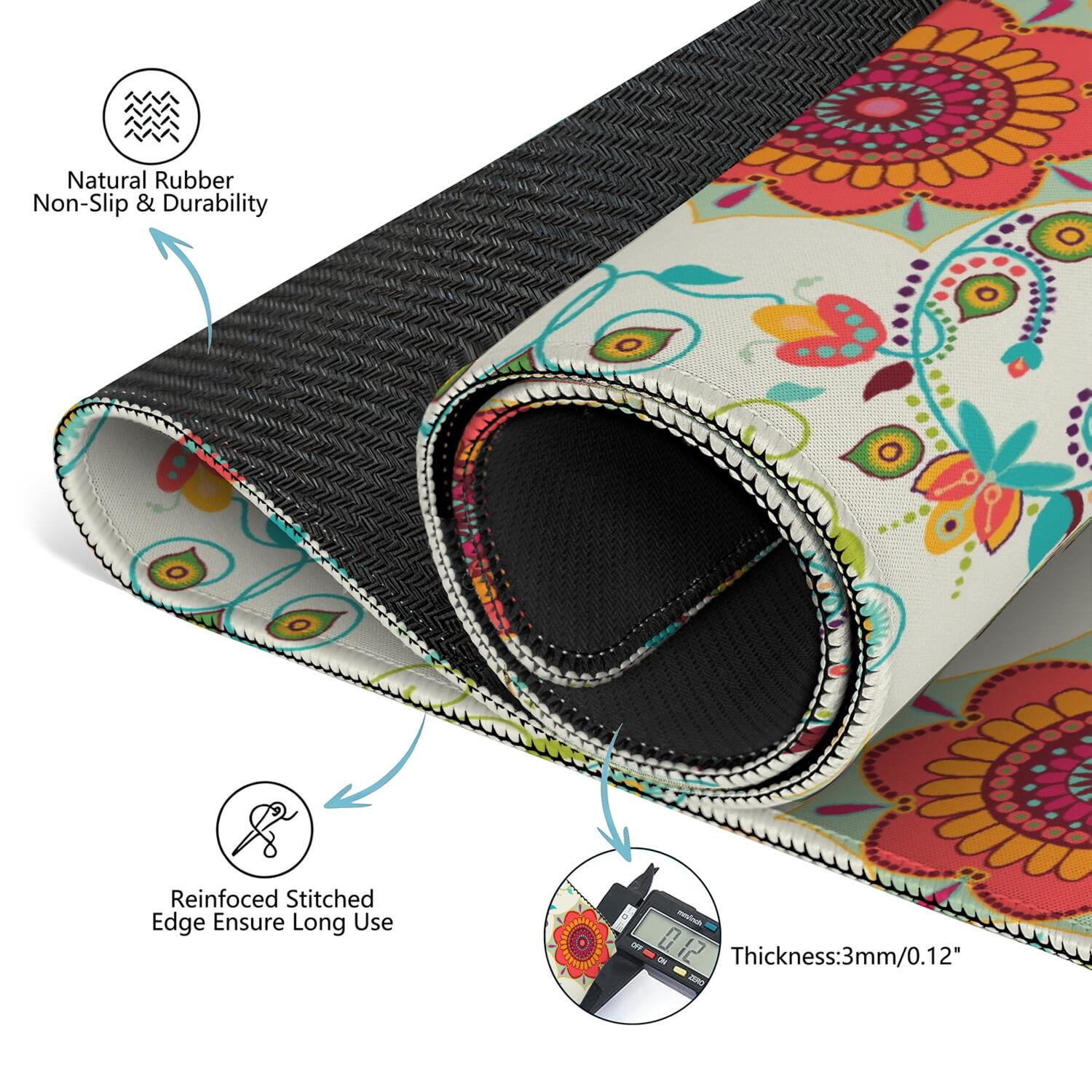 Paisley Mahjong Mat for Table, 31.5*31.5in Anti Slip American Mahjong Table Cloth, Noise Reduction, Neoprene Mah jongg Mat with Carrying Bag & 3 Dices, Mahjong Accessories Gift, Board Tile Games Mats