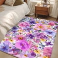 thumbnail image 5 of Farmhouse Flowers Area Rug 4'x6', Spring Watercolor Purple Pink Floral Washable Non-Slip Rugs, Low Pile Large Carpet for Living Room Bedroom Dining Room Kitchen Office Indoor Mat, 5 of 9