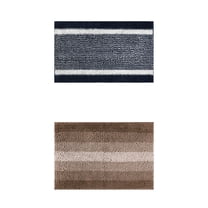 Unique Bargains 2 Pcs Chenille Soft Plush Shaggy Bathroom Rug Coffee/Blue 20" x 32"