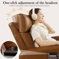 thumbnail image 2 of Genuine Leather Power Swivel Recliner Chair, Glider Electric Rocking Chair for Adults. Nursery Rocker Sofa Chair with Adjustable Headrest for Living Room. Wireless Charging/Type-C&USB, Brown, 2 of 7