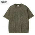 thumbnail image 2 of Camiseta retro de algodón con cuello redondo para hombre y mujer, de verano, verde, de manga corta, con hombros caídos, holgada, informal, azul, 2 of 5