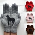 thumbnail image 3 of Women Winter Warm Knitted Gloves Funny Black Horse Irregular Patchwork Mittens, 3 of 9