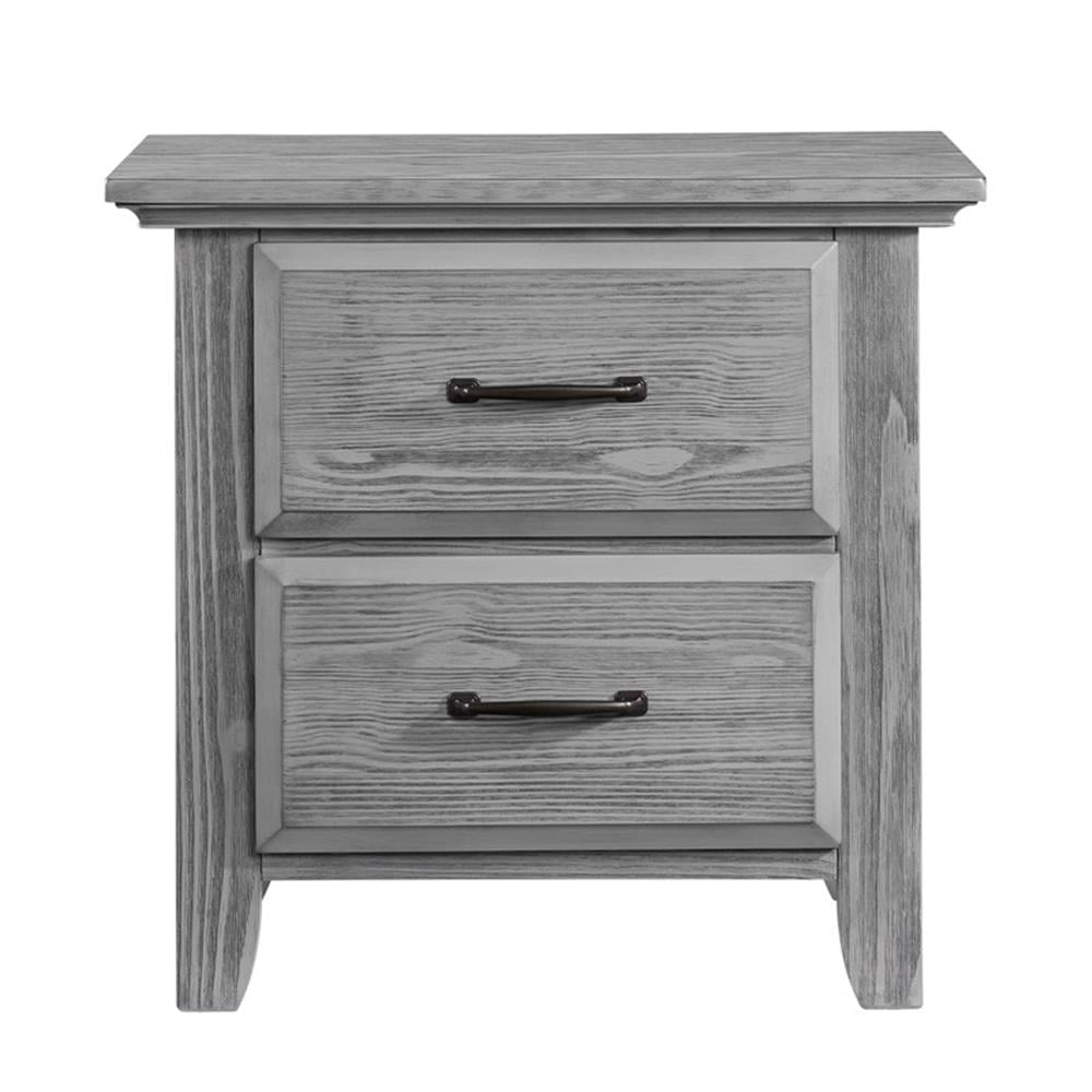 Pemberly Row Set of 2 Wood 4-in-1 Convertible Crib & Nightstand in Gray