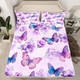 thumbnail image 2 of Homewish Flying Butterflies 4pcs Bed Sheets for Female Men Adults,Chic Purple Flowers King Sheets,Spring Garden Super Cozy Sheet Set,Super Cozy Room Decor, 2 of 7