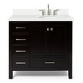 thumbnail image 2 of Ariel Cambridge 37 In. Right Offset Oval Sink Vanity With White Quartz Countertop In Espresso, 2 of 10