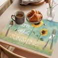 thumbnail image 3 of Sunflowers Placemats Set of 12 Modern Bee You Are My Sunshine Green Place Mats Indoor Wipeable Table Mats Washable Cloth Dining Table Placemats for Kitchen Holiday Party Home Decor 13x19 Inch, 3 of 9