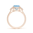 thumbnail image 2 of ANGARA Natural Cushion 1.95 ct Aquamarine Engagement Ring with Trio Diamonds in 14K Rose Gold for Women (Size-8mm) | March Birthstone, Anniversary, Jewelry Gift for Women | Natural Aquamarine Ring, 2 of 11
