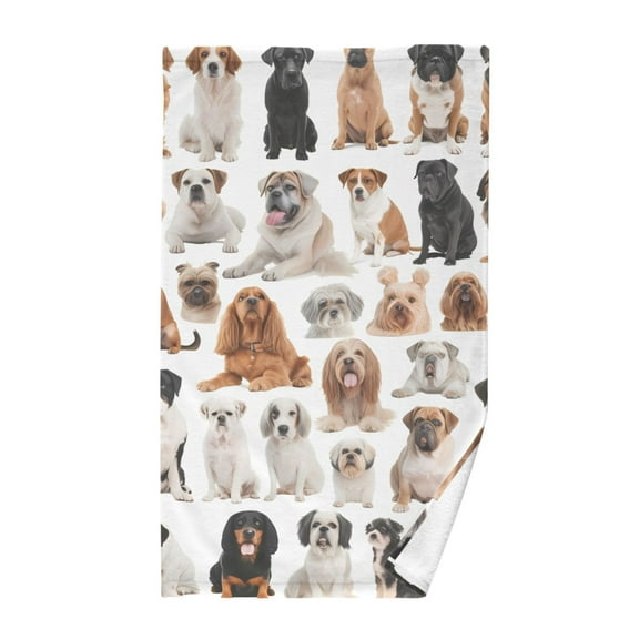 Cartoon Cute Dogs Cotton Face Towels Absorbent Hand Towel Soft Bathroom Towel for Kitchen Hotel Decoration