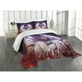 thumbnail image 3 of Ambesonne Space Cat Quilted Bedspread Set 3 Pcs, Nebula Galaxy Cosmos, King Size, Dark Blue Purple, 3 of 5