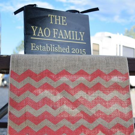 Red Chevron Pattern - Quasimoon Vintage Burlap Table Runner w/ Red Chevron Pattern (12 x 108) by PaperLanternStore