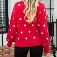 thumbnail image 5 of Lovskoo Sweaters for Women Comfortable Polka Dot Printing Long Sleeve Round Neck Sweater Top Red, 5 of 7