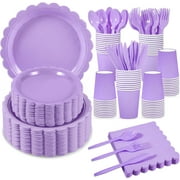 Paper plates and napkins, Easter plates, blue party supplies including light blue fan-shaped plates, napkins cups, plastic spoons, forks, knives, suitable for baby baptism, weddings, birthdays