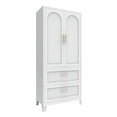 thumbnail image 4 of Kadyn 2 Door Armoire Wardrobe Closet with 2 Drawers, 70" Large Wardrobe Armoire with Gold Handle, Modern Wooden Armoire Storage with Hanging Rod for Bedroom, White, 4 of 13