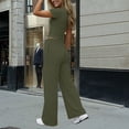 thumbnail image 6 of ClodeEU Women's Short Sleeve Crewneck Top and Pants Set ,Casual Two Piece Outfit with Pockets Army Green,Womens Plus XXL, 6 of 8