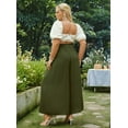 thumbnail image 6 of Women'S Casual Split Wide High Waist Palazzo Flowy Beach Pants Summer Boho Lounge with Pockets Olive Green L, 6 of 9