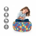 thumbnail image 2 of Puzzle Storage Toy Bag Chair, Layout of Colorful Geometric Elements Symbolic Pieces with Jigsaw Themed Print, Stuffed Animal Organizer Washable Bag, Large Size, Multicolor, by Ambesonne, 2 of 3