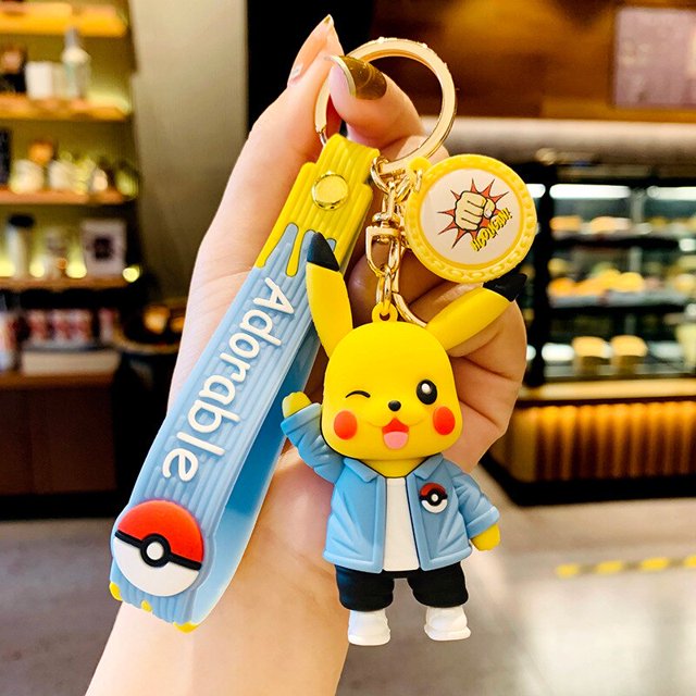 LLavero de Pokémon con figuras de Anime, colgante de Pikachu, Charmander, Psyduck, Bolsa Escolar para niño, accesorios de dibujos animados, regalo para niños