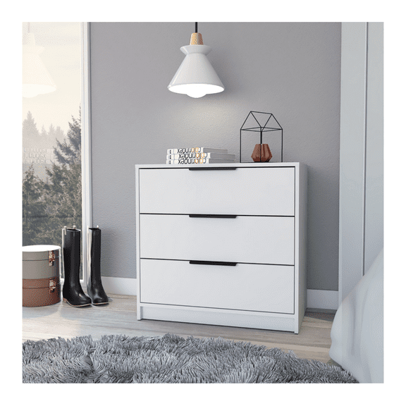 Dresser 27"H, 3 Drawers Dresser, Superior Top, White