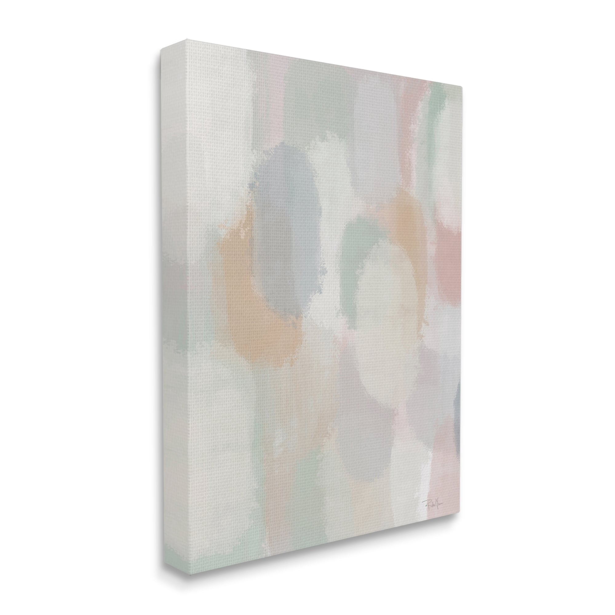 Tranquil Pastel Abstract Painting Soft Pink Beige Shapes Abstract Painting Gallery-Wrapped Canvas Print Wall Art
