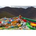 thumbnail image 2 of Su, Keren 14x11 White Modern Wood Framed Museum Art Print Titled - Prayer flags on Tibetan Plateau with Tanggula Mountain-Namtso-Lake Nam-Tibet-China, 2 of 4