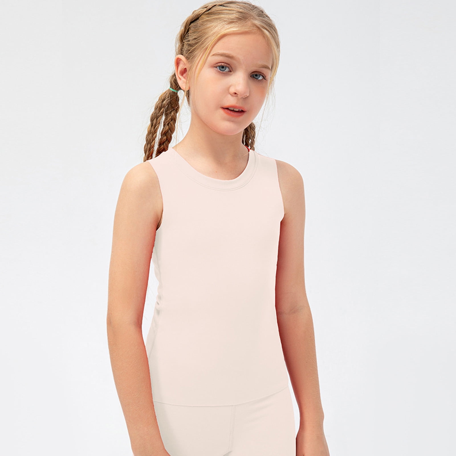 Débardeur sans manches d'été pour filles, col rond, décontracté, en tissu technique performant, gilet de sport avec dos ouvert pour enfants - Chine Débardeur d'été pour fille et gilet Athletic avec dos