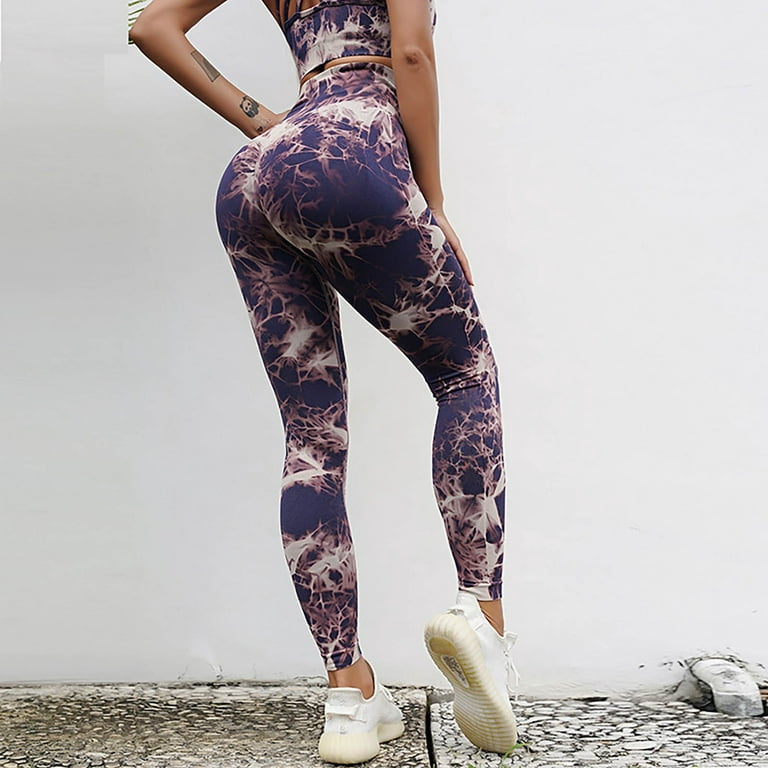 Workout Leggings for Women Women's High Waist Tie Dyed Tight Lifting Sport  Pants 