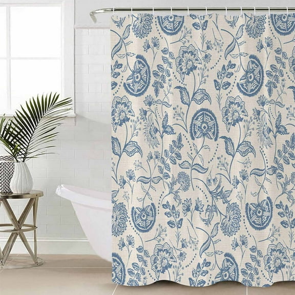 Spring Floral Bathroom Curtain 84 Inch Shower Curtain with Hooks, Farmhouse Summer Botanical Vintage Waterproof Polyester Bath Curtain Washable Bathtub Curtain 72''x 84''