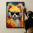 thumbnail image 4 of Pomeranian Wall Art - Funny Dog Canvas Canvas for Kids' Room 11x17inch - Colorful Puppy with Earphone Pictures Framed Ready to Hang, 4 of 4