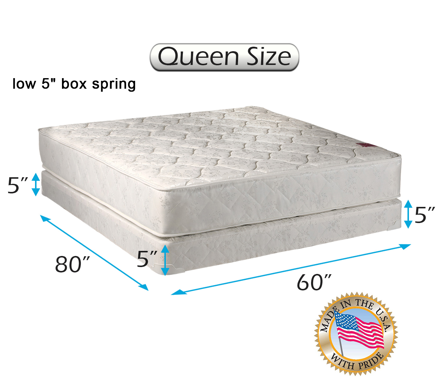 White and gold Twin mattress Solution 8 Fully Assembled Low Profile Wood Traditional Box Spring//Foundation For Mattress