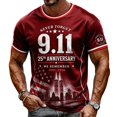 thumbnail image 5 of Xneal 911 25th Anniversary T-Shirt Never Forget 911 Short Sleeve Print Casual Red Shirts for Men Size 2XL, 5 of 5