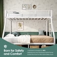 thumbnail image 2 of Dolonm Twin over Queen Metal Bunk Bed for Teens, Heavy Duty Noise Free Bunk Bed Sturdy with Support Leg, Ladder and Guardrails for Bedroom, Easy Assembly, White, 2 of 8
