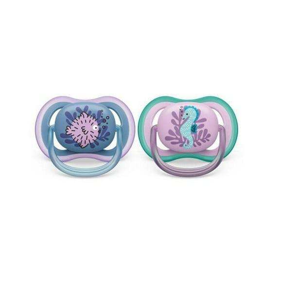 Philips Avent Ultra Air Pacifier 6-18m, puffer fish / sea horse, 2 pack, SCF085/61