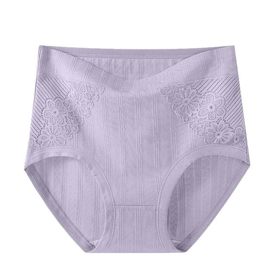 Annhoo Plus Size Cotton Briefs for Women Lace Embroidered Breathable Underwear Panties Comfy Seamless Elastic Bottoms
