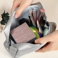 thumbnail image 3 of Unique Bargains Small Portable Travel Cosmetic Bag Zipper PU Leather Makeup Bag Suitable for Lipstick Silver Tone, 3 of 7
