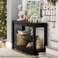 thumbnail image 4 of 32" Farmhouse Wood Narrow Console Table with Open Storage Shelves: Entryway/Sofa Table, Easy Assembly, Embossed Wood,Black, 4 of 7