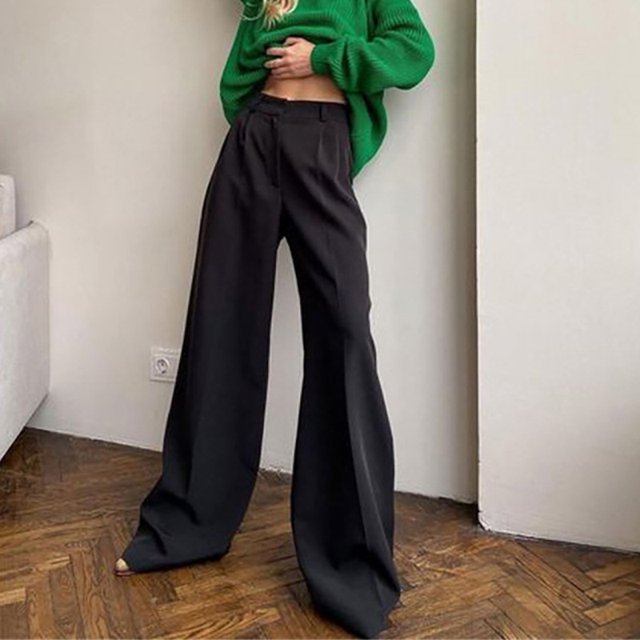 2023 Primavera/verano nuevas mujeres de cintura alta Casual pantalones de pierna ancha pantalones largos Palazzo Pantalones