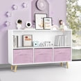 thumbnail image 3 of Swonuk Bookcase with Collapsible Fabric Drawers, Book Display,  Storage Cabinet Organizer, White, 3 of 9