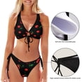 thumbnail image 3 of Dreamtimes Red Cherry Black Summer Two Piece Swimsuits Bathing Suit Triangle Bikini Set, Large, 3 of 7