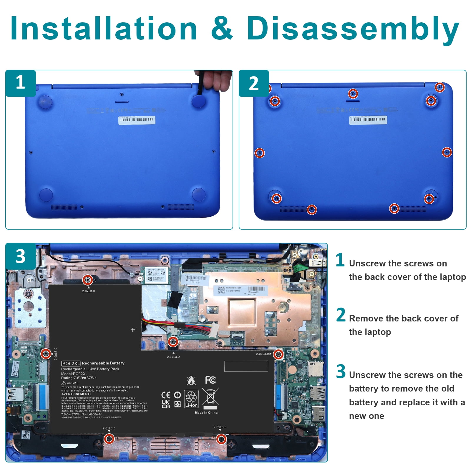 Amazon.com: Anepoch PO02XL Laptop Battery Replacement for HP
