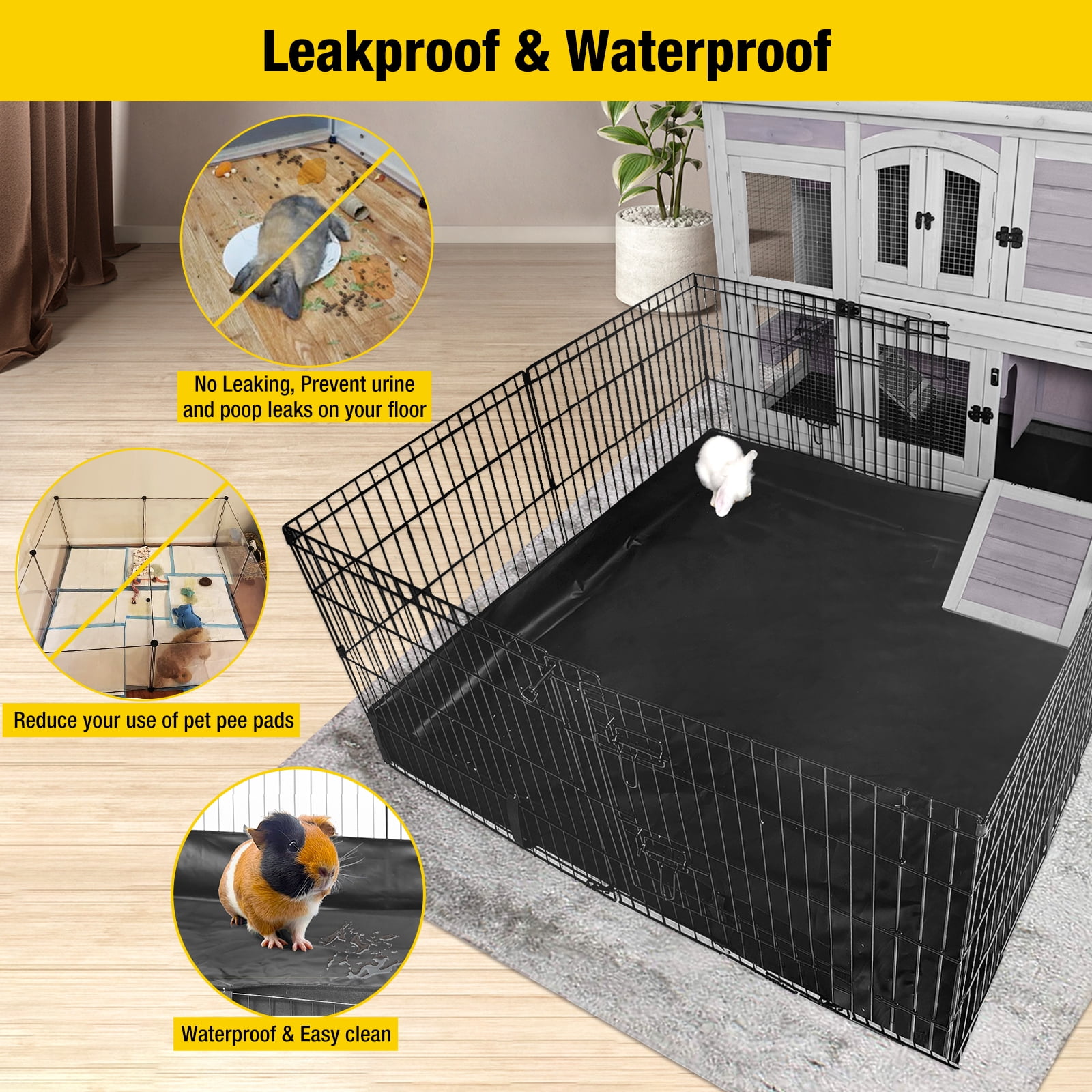 Aivituvin Pet Playpen Rabbit Hutch Bunny Cage Extension, Indoor Small Animal Playpen Enclosure, Waterproof