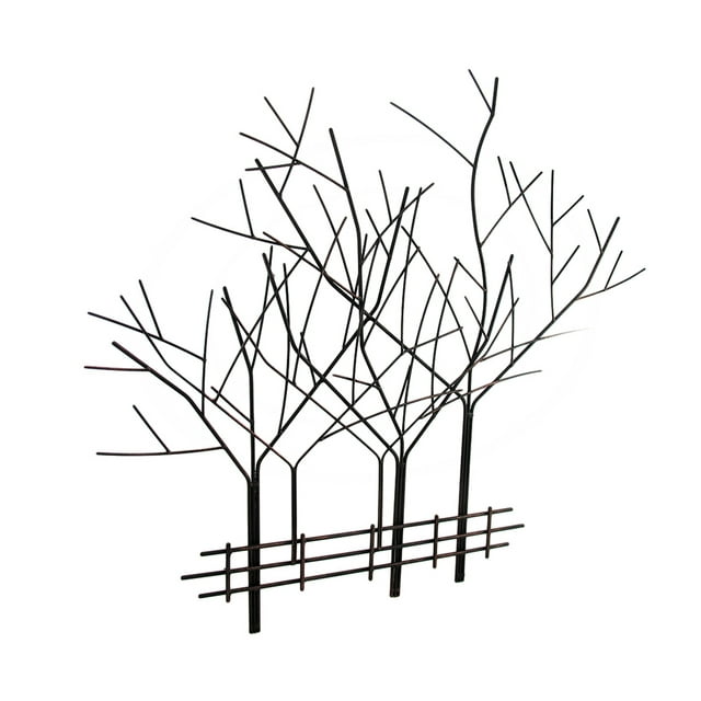 Mid Century Modern Copper Finished Wrought Iron Tree Wall Sculpture Art Decor